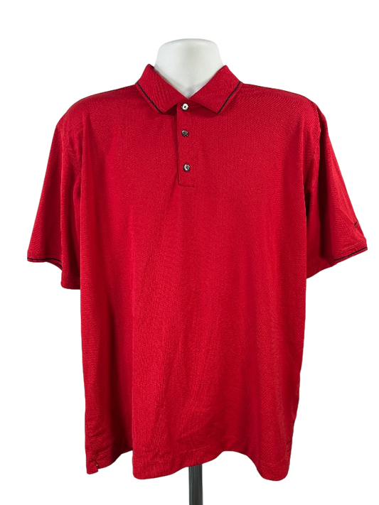 Nike Men's Red Short Sleeve Athletic Golf Polo - L