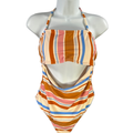 Cupshe Women's Orange Striped One Piece Swimsuit - L