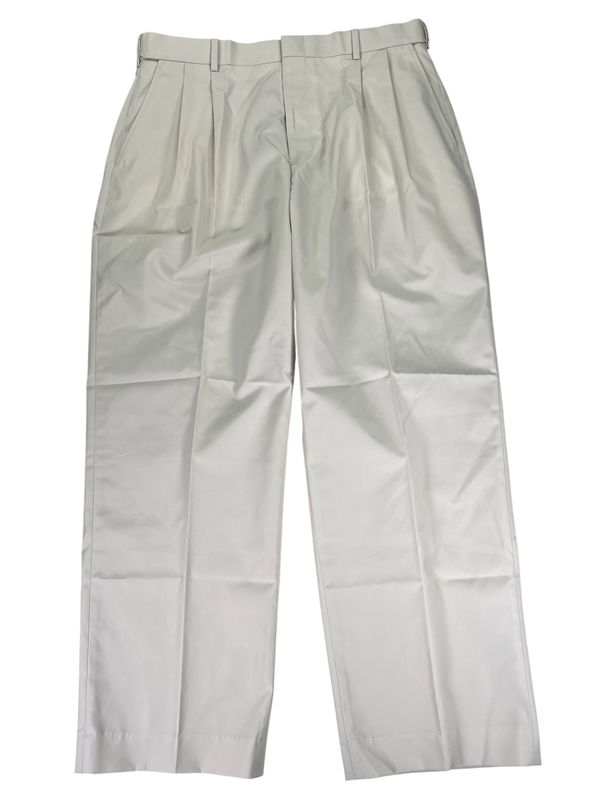 Lands End Men's Light Beige Pleated Front Straight Leg Dress Pants - 36x30