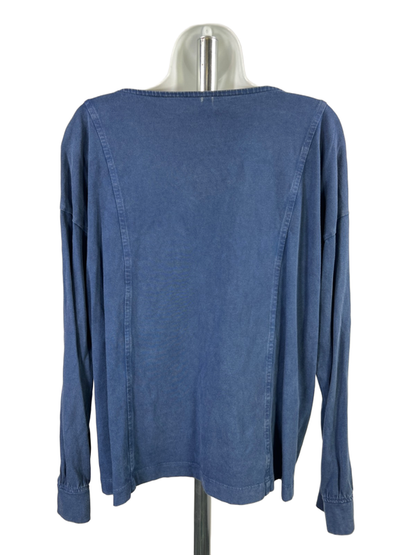 J. Jill Pure Women's Navy Blue Organic Cotton Seamed Boat Neck Sweatshirt - L image 2