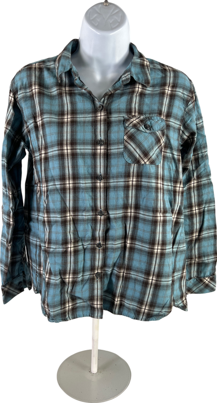 J.Jill Women’s Blue/Brown Long Sleeve Button Up Shirt - XS Petite