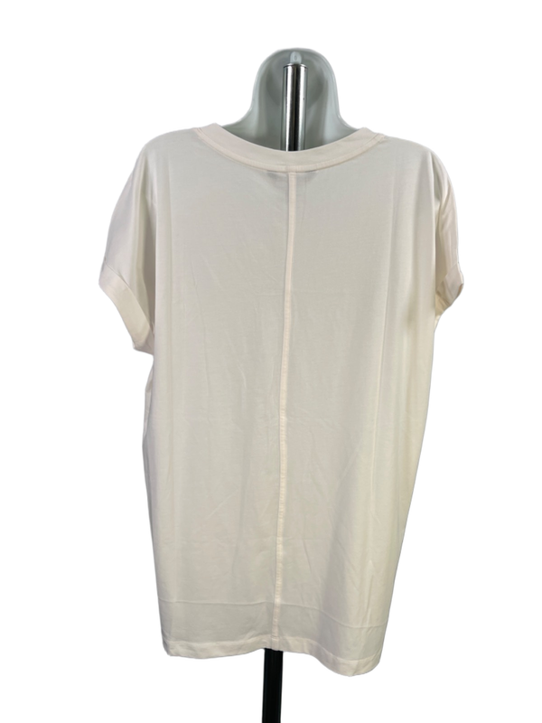 Banana Republic Women's White V Neck Short Cuffed Sleeve Shirt - L image 2