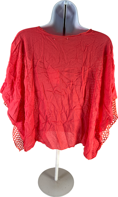 NEW Do Everything In Love Women’s Coral/Pink Mesh Front Poncho Cover Up - OS image 2