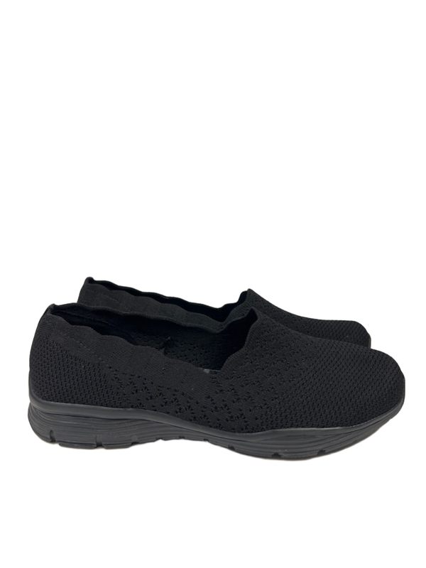 Skechers Women's Black Classic Fit Seager Stat Knit Slip On Shoes - 10
