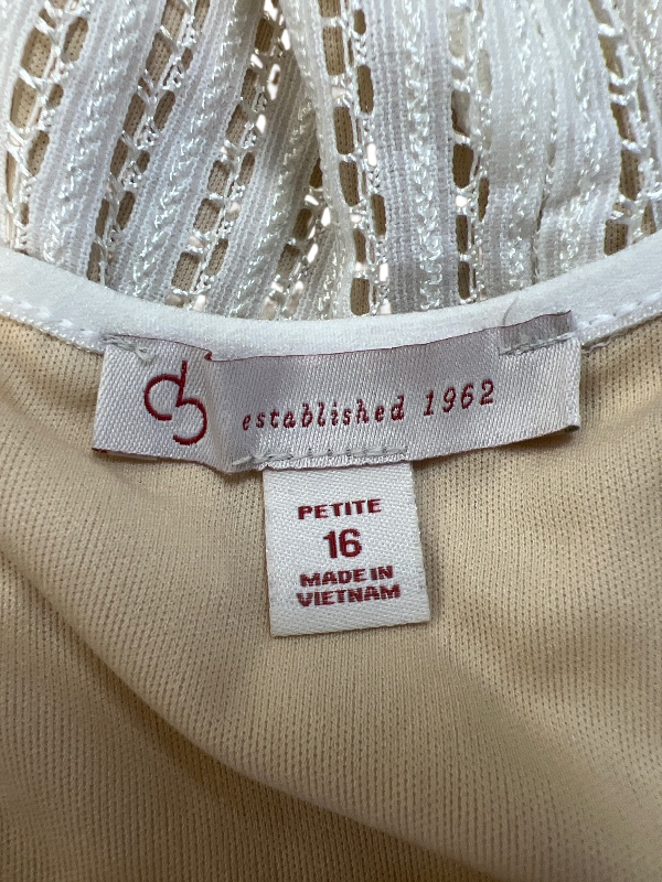 Dressbarn Women's White/Beige Lace Lined Sleeveless A-Line Dress - 16 Petite image 3