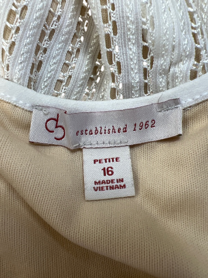 Dressbarn Women's White/Beige Lace Lined Sleeveless A-Line Dress - 16 Petite image 3
