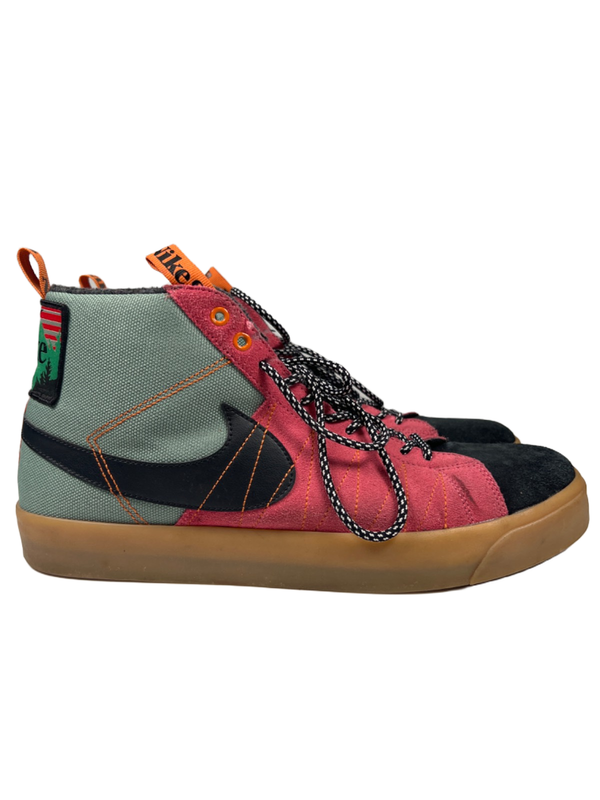 Nike SB Men's Green/Red Zoom Blazer Mid PRM Lace Up Sneakers - 12