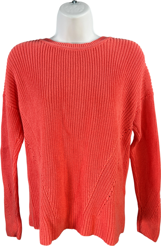 Lucky Brand Women’s Bright Pink Lace Up Back Long Sleeve Knit Sweater - S