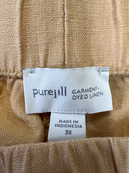 J Jill PureJill Women's Yellow Linen Pull On Capri Pants - 3X Plus image 3