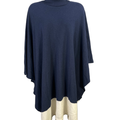 White House Black Market Women's Blue/Ivory Cowl Neck Sweater Poncho - S