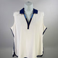EP Pro Women's White/Blue Tour Tech Sleeveless Polo Golf Shirt - XL