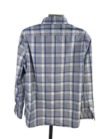 Michael Kors Men's Blue Plaid Airsoft Long Sleeve Button Up Shirt - XL image 2