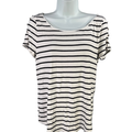 White House Black Market Women's White/Black Button Shoulder Tee Shirt - S