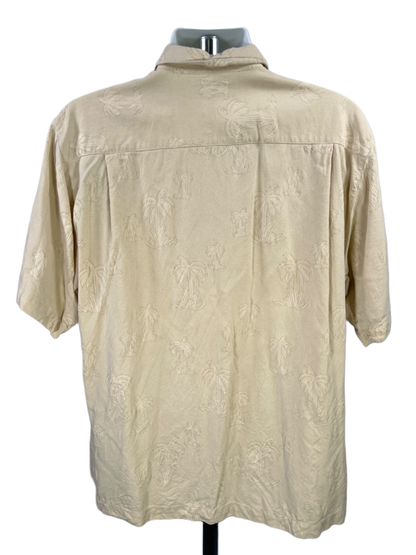 Tommy Bahama Men's Beige Silk Palm Tree Short Sleeve Button Up Shirt - M image 2