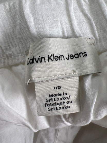 Calvin Klein Women's White Pull On Linen Blend Shorts - L image 3