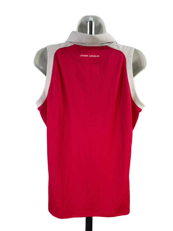Under Armour Women's Pink Heatgear Quarter Zip Sleeveless Athletic Vest - XL image 2