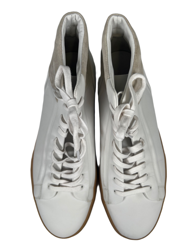 Vince Men's White/Ivory Fynn Glove Suede Accent Mid Top Sneakers - 13 image 3