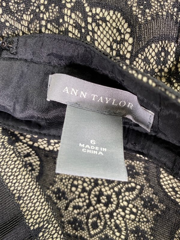 Ann Taylor Women's Black/Beige Lace Lined  A-Line Skirt - 6 image 2
