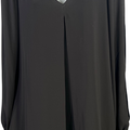White House Black Market Women’s Black Split Front Long Sleeve Shift Dress - 2