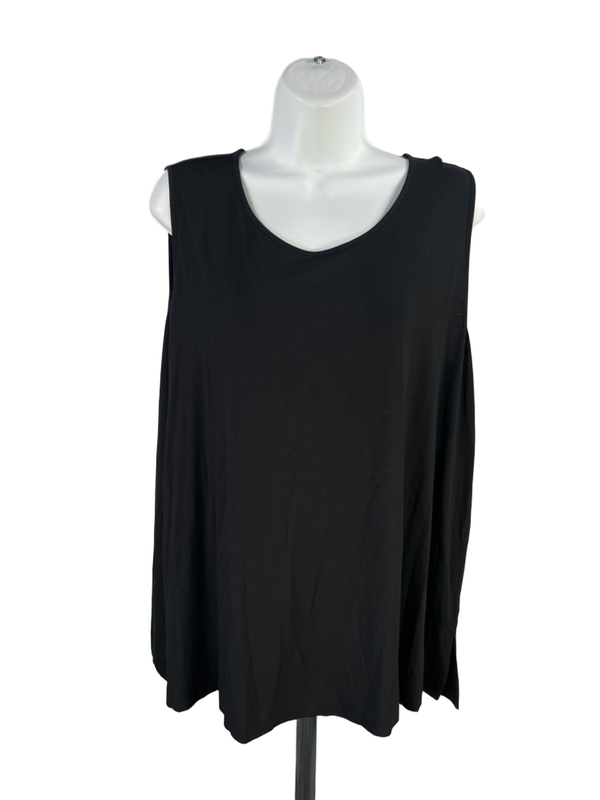 J Jill Women's Black Wearever Scoop Neck Sleeveless Blouse - XL