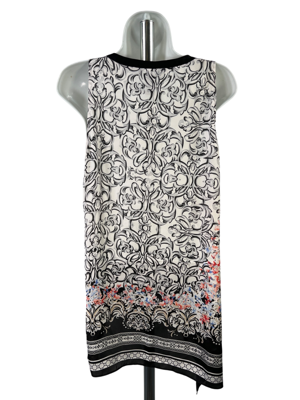 White House Black Market Women's Black/White Sleeveless V-Neck Hi-Low Blouse - 4 image 2