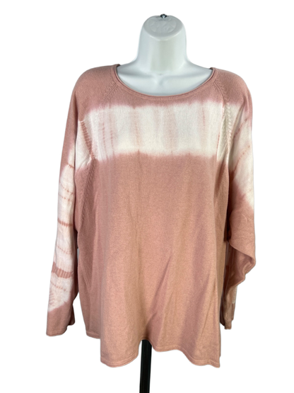 Pure J.Jill Women's Pink/White Tie Dye Long Sleeve Sweater - L