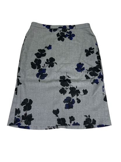 Ann Taylor Women's Black/Blue Floral Midi Pencil Skirt - 6