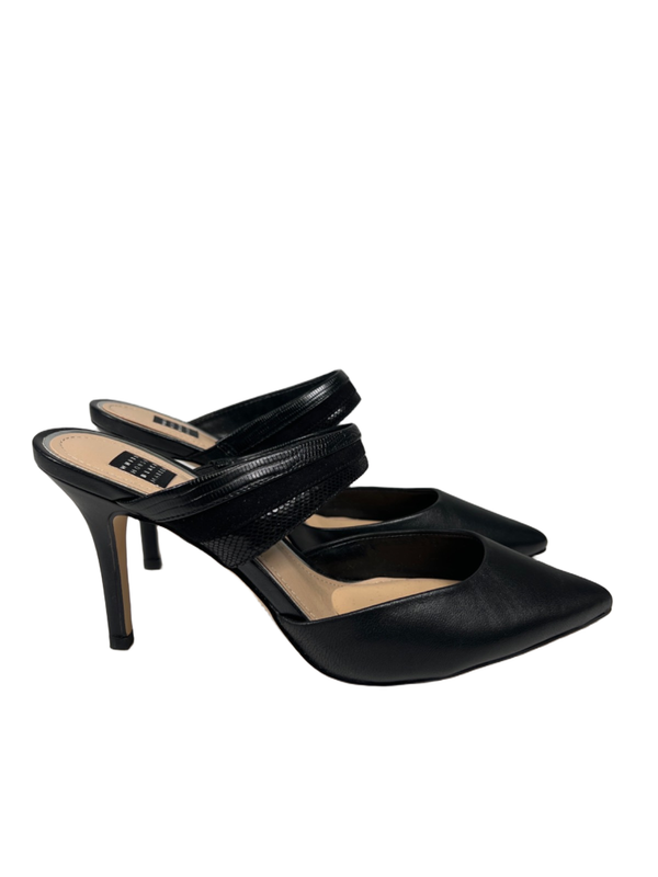 White House Black Market Women's Black Lisa Pointed Toe Mule Heels - 7.5