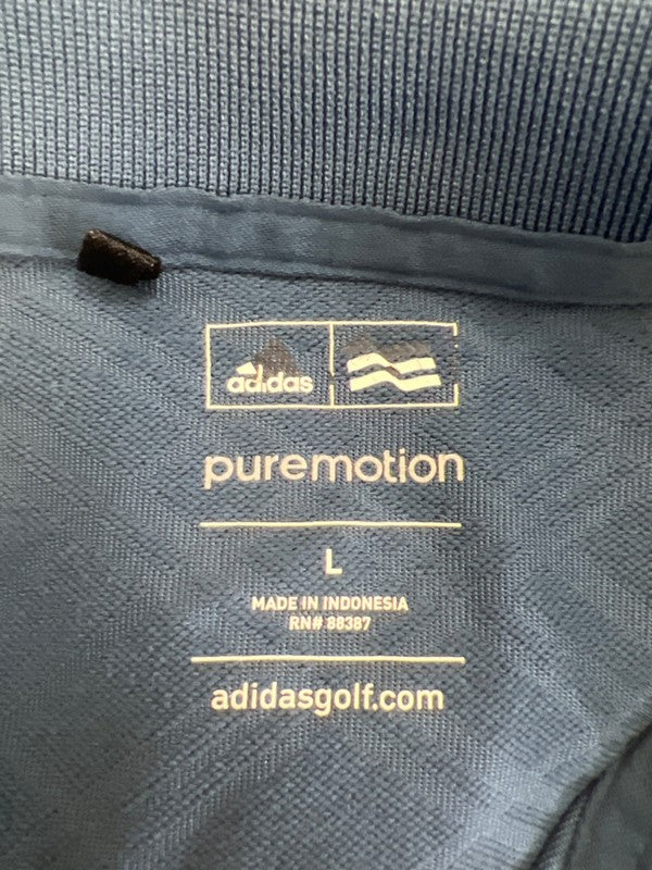 adidas Men's Blue Pure Motion Short Sleeve Athletic Golf Polo - L image 3
