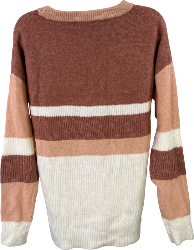 Staccato Women’s Pink Colorblock Striped Long Sleeve Sweater - S image 2