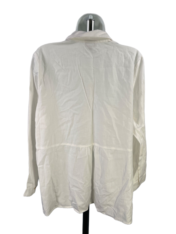 J. Jill Women’s White 100% Cotton Boho Style 1/2 Button Blouse - Petite L image 2