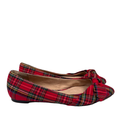 J.Jill Women's Red Holiday Plaid Pointed Bow Toe Flats - 10