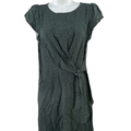 LOFT Women's Green/White Dot Short Sleeve Tie Side Dress - 4 Petite