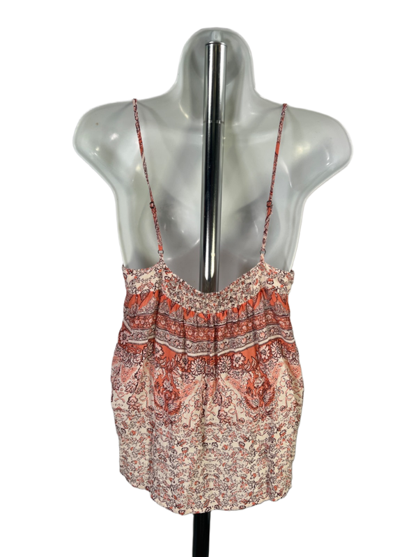 Lucky Brand Women's Orange Paisley Smocked Back Sleeveless Blouse - M image 2
