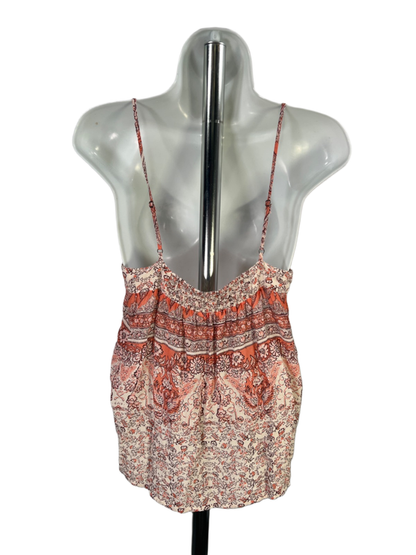 Lucky Brand Women's Orange Paisley Smocked Back Sleeveless Blouse - M image 2