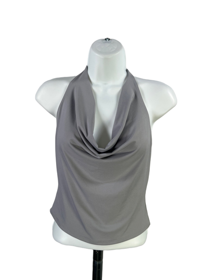 Abercrombie & Fitch Women's Gray Halter Open Back Cowl Neck Sleeveless Top - S