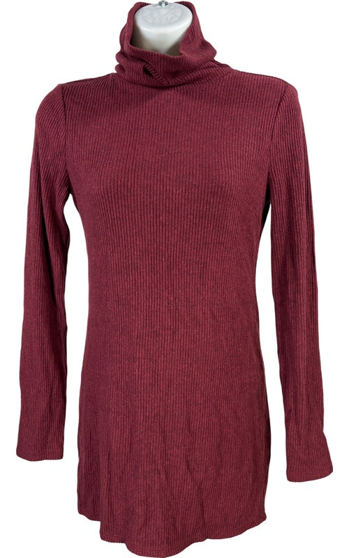 White House Black Market Women’s Burgundy Long Sleeve Tunic Sweater - XXS image 2
