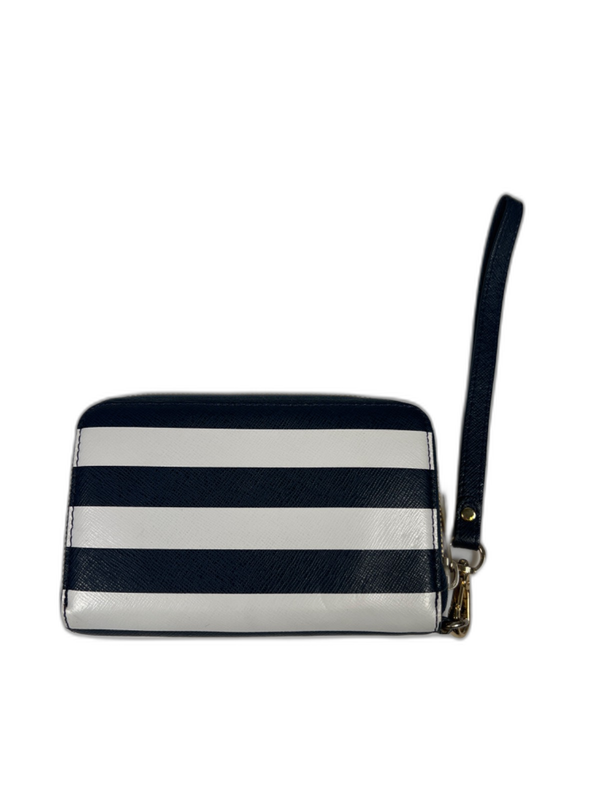 Michael Kors Women's Blue Striped Saffiano Leather Zip Around Wristlet Wallet image 5