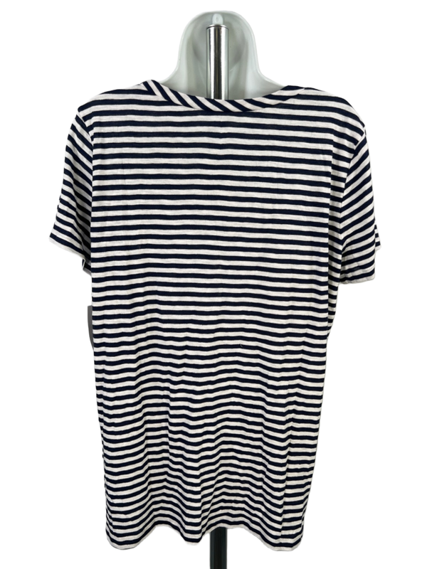 Caslon Women's White/Blue Brooke Striped Pocket Front Short Sleeve T-Shirt - XL image 2