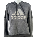 adidas Women's Gray Heathered Fleece Lined Long Sleeve Pullover Sweatshirt - M