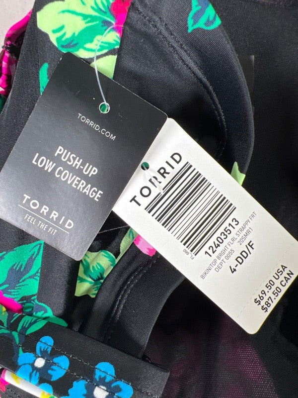 Torrid Women's Black Floral Strappy Front Underwire Bikini Top - 4 Plus DD/F image 5