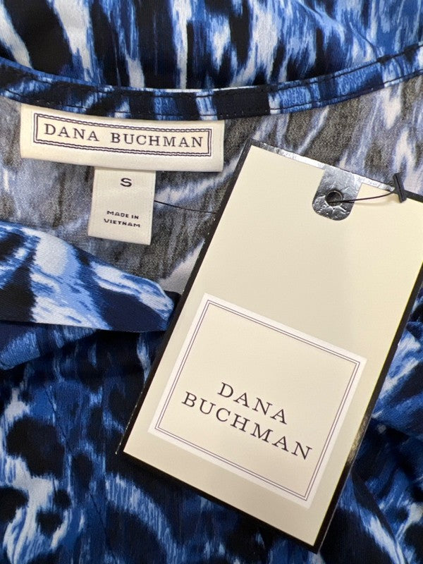 Dana Buchman Women's Blue Sleeveless V-Neck Pleated Front Blouse - S image 3