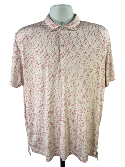 Johnnie-O Men's White/Red Short Sleeve Athletic Polo - L