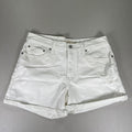 Levi's Women's White Distressed Mid Length Cuffed Denim Shorts - 30
