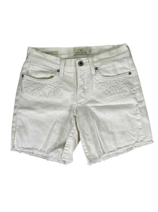 Lucky Brand Women's White Embroidered The Roll Up Denim Jean Shorts - 00/24