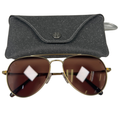 Karun Unisex Gold Tone Aviator Tortoise Sustainable Sunglasses W/ Case