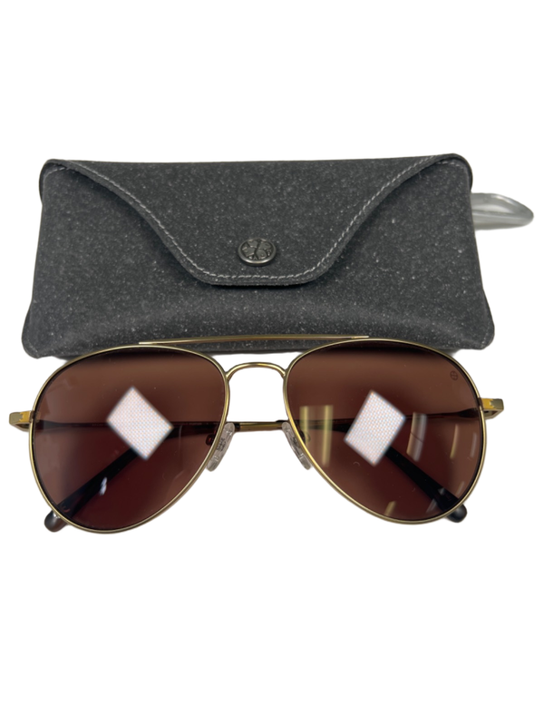 Karun Unisex Gold Tone Aviator Tortoise Sustainable Sunglasses W/ Case