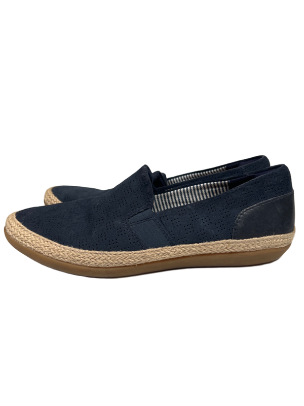 Clarks Collection Women's Blue Peforated Suede Espadrille Slip On Shoes - 8 image 5