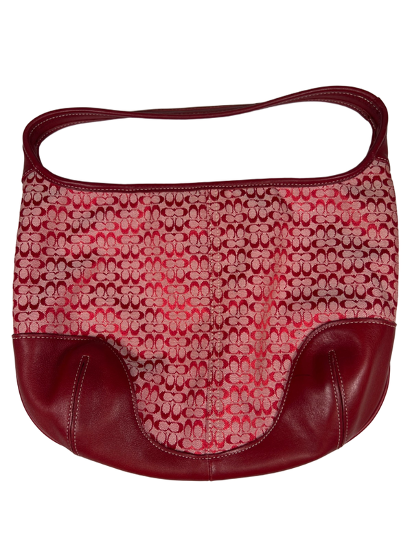 Coach Women's Red Vintage Ergo R2G-6617 Leather Trim Shoulder Bag Purse
