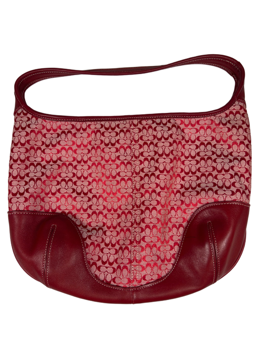 Coach Women's Red Vintage Ergo R2G-6617 Leather Trim Shoulder Bag Purse